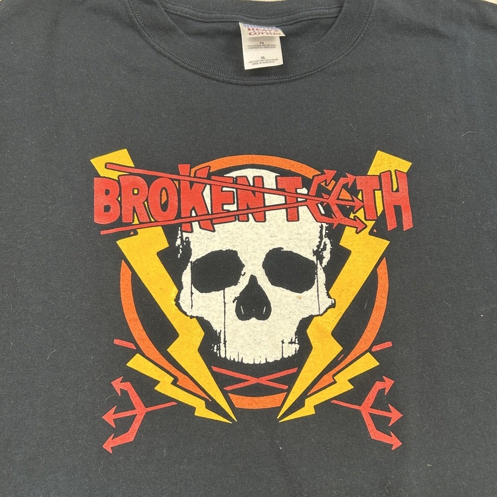 Gildan Broken Teeth T-Shirt Mens XL Black 2006 Tour Graphic Skull Tee